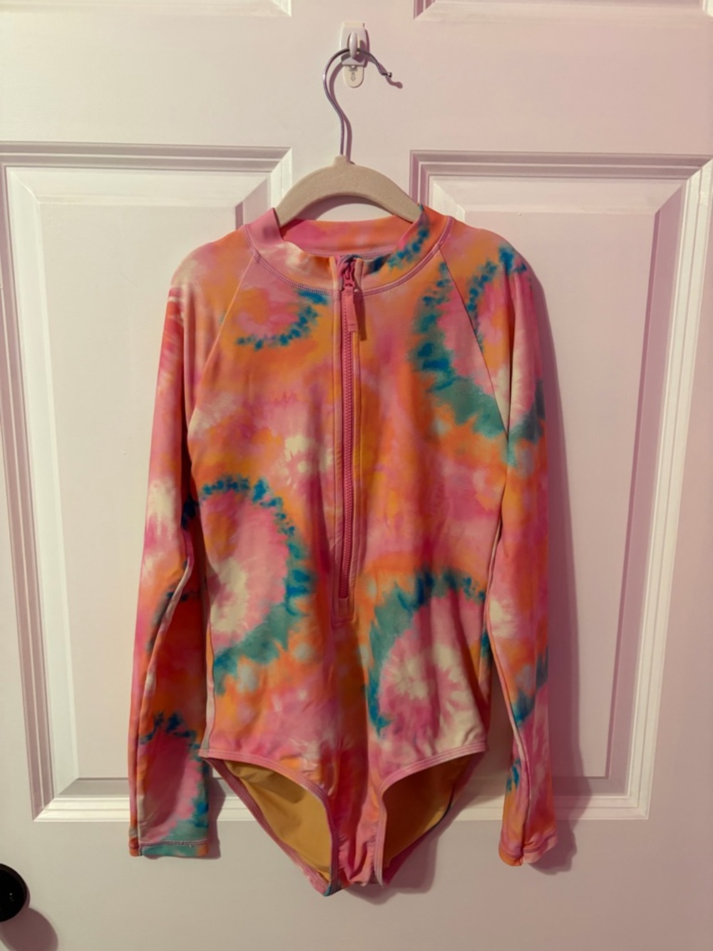Crewcuts Pink, Orange and Teal Tie-Dye Rash Guard Zip-Up